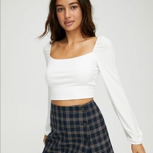 Aritzia Sunday Best Prairie Cropped White Long-sleeve Size Large